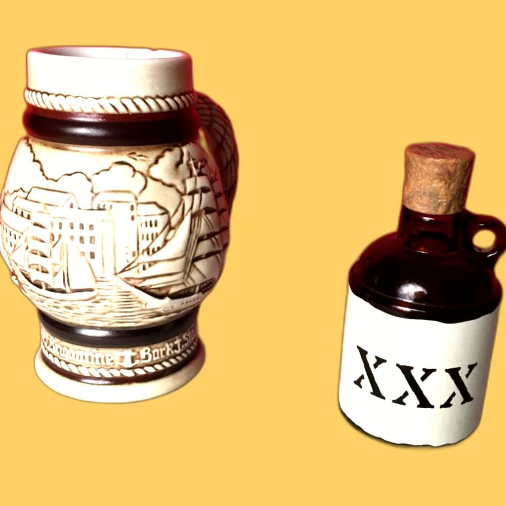 Lot of 2 Vintage Avon Decanters - Sailing Stein and Little Brown Jug